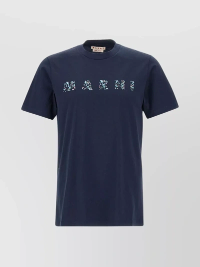 Marni Midnight Blue Floral Logo T-shirt