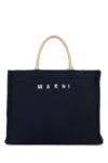 Marni Navy Blue Logo-lettering Raffia Tote Bag