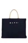 Marni Navy Blue Logo-lettering Raffia Tote Bag In Ultramarine