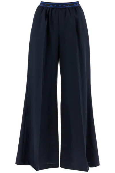 Marni Midnight Blue Wool Wide-leg Pant