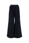 Marni Logo Elastic Waist Flared Wool Pants In Blublack