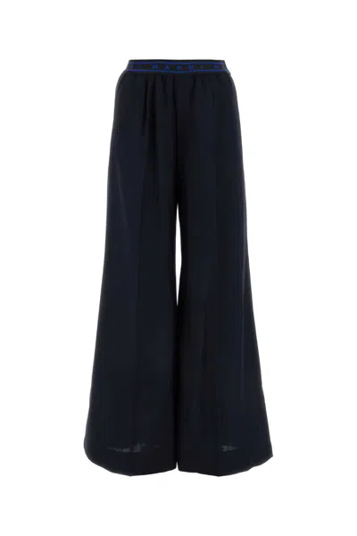 Marni Wide-leg Virgin Wool Trousers In Blue