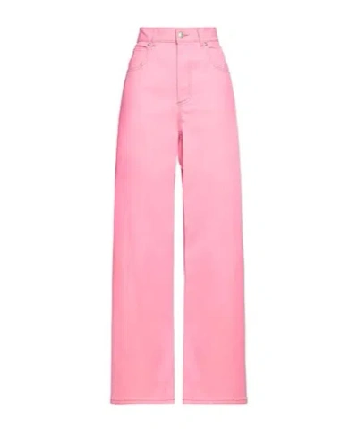 Marni Mid-rise Denim Wide Leg Pants In Pink