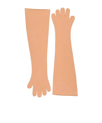 Marni Mid-weight Knit Gloves In Nude
