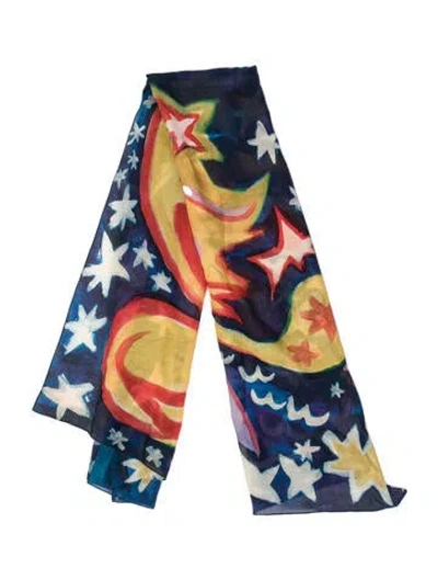 Pre-owned Marni Milky Way Printed Scarf In Blue