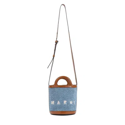Marni Women's Raffia Tropicalia Bucket Bag In Blue