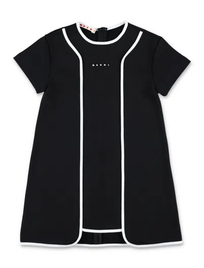 Marni Mini Cotton A-line Dress For Girls In Black