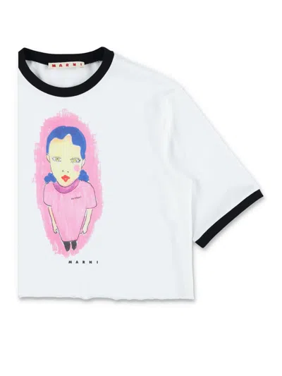 Marni Mini Cotton Sweater For Girls In White