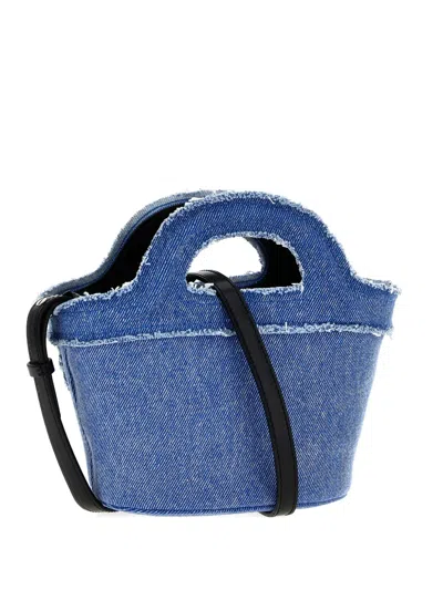 Marni Mini Denim Tropicalia Tote Bag In Blue