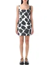Marni Luna Print Bonded Poplin Mini Dress In Lily White In White Black Rose