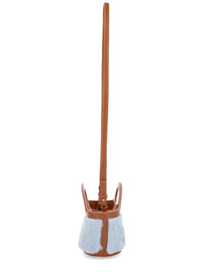 Marni Mini Faux Fur Bucket Bag In Azure