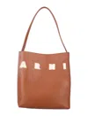 Marni Museo Logo-patch Leather Bag In Brown