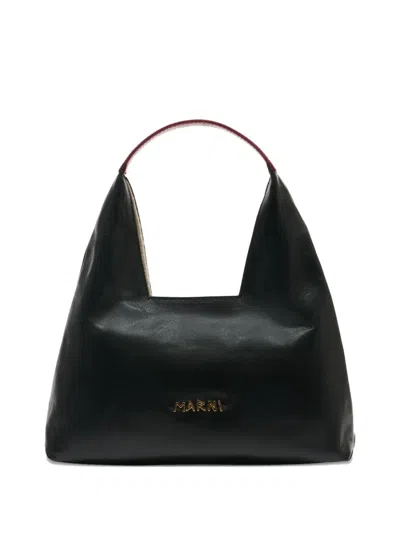 Marni Logo Lettering Mini Shoulder Bag In Black