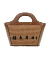 Marni Tropicalia Micro Bag In Brown Leather And Raffia In Brown