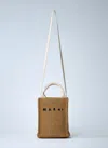 Marni Mini Logo Motif Raffia Handbag