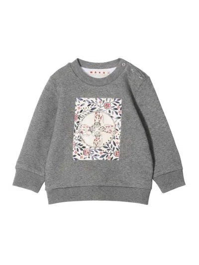 Marni Mini Logo Sweatshirt In Grey