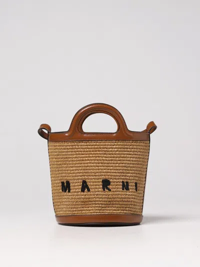 MARNI MINI MARNI TROPICALIA BAG IN LEATHER AND RAFFIA,D82647107