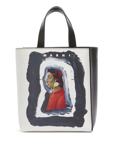 Marni Mini Museo North-south Tote Bag In White