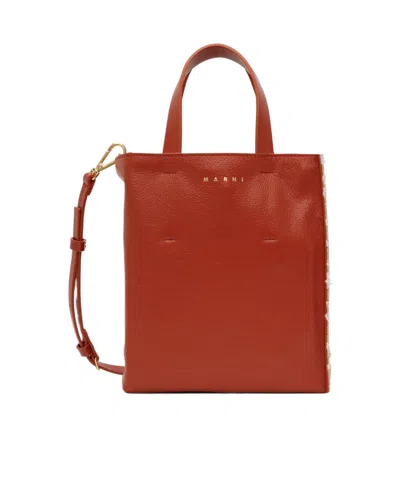 Marni Mini Museo Shoulder Bag In Red