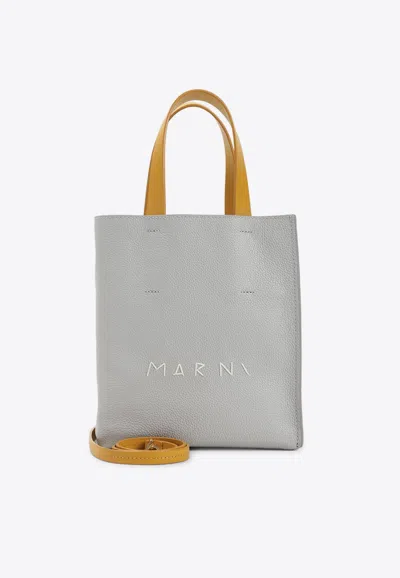 Marni Mini Museo Soft Tote Bag In Gray
