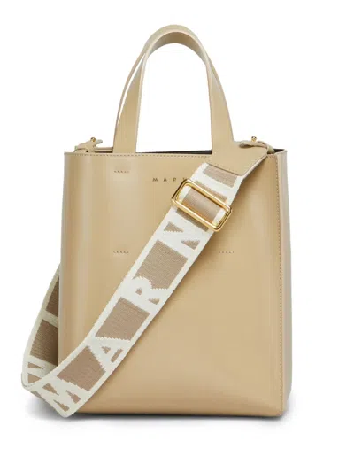 Marni Mini Museo Tote Bag In Neutrals