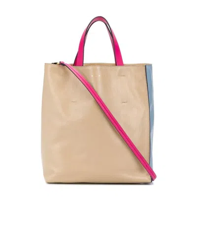 Marni Mini Museo Tote Bag In Nude