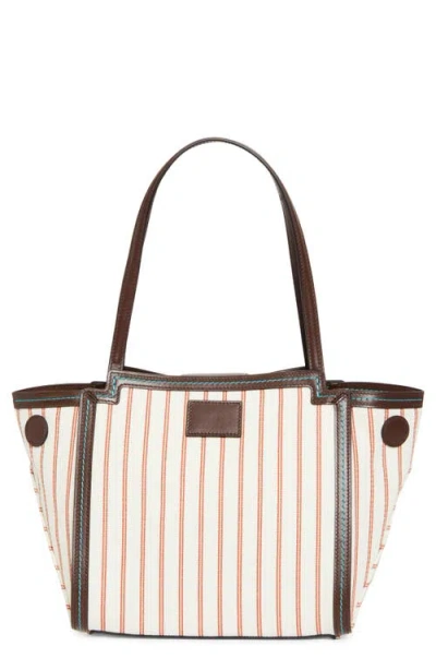 Marni Mini Riviera Stripe Tote In White Comb