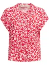 Marni Floral Cap Sleeve Top In Red