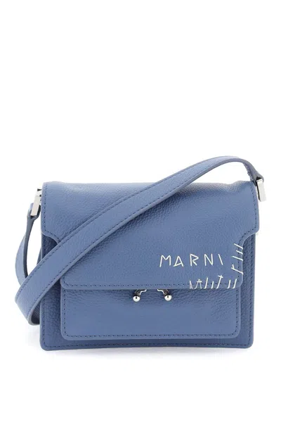 Marni Mini Soft Trunk Shoulder Bag In Light Blue