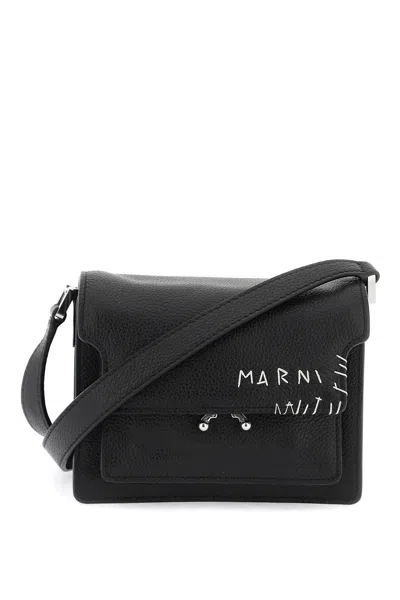 Marni Mini Soft Trunk Shoulder Bag Men In Black