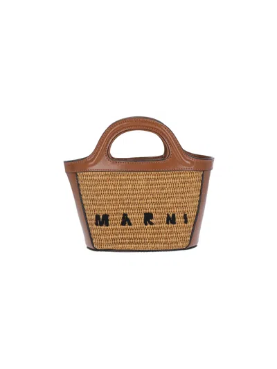 Marni Mini Tote Bag Tropicalia In Brown