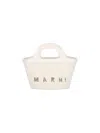 Marni Micro Tropicalia Logo-embroidered Tote Bag In Shell
