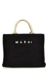 Marni Large Raffia Effect Tote Bag In Black