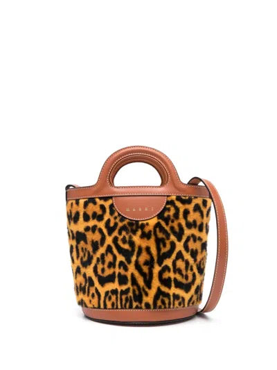 MARNI MINI TROPICALIA LEOPARD-PRINT BUCKET BAG