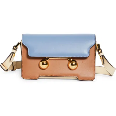 Marni Mini Trunkaroo Colorblock Leather Shoulder Bag In Opal/cinnamon/shell