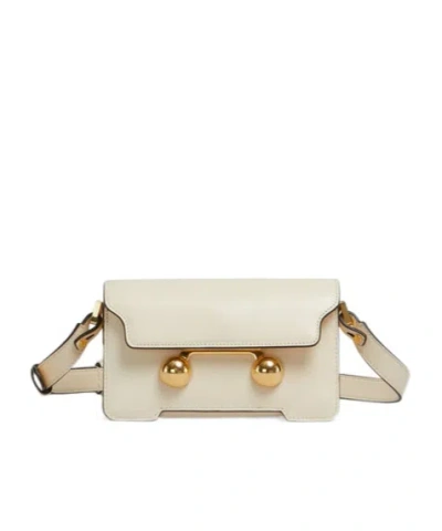 Marni Cream Leather Trunkaroo Mini Shoulder Bag In Toni Neutri