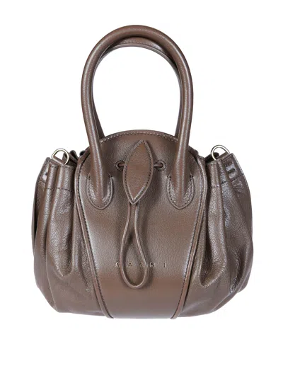 Marni Mini Tulip-style Shoulder Bag In Marrone