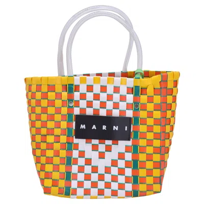 Marni Mini Woven Basket Bag In Yellow Plastic | ModeSens