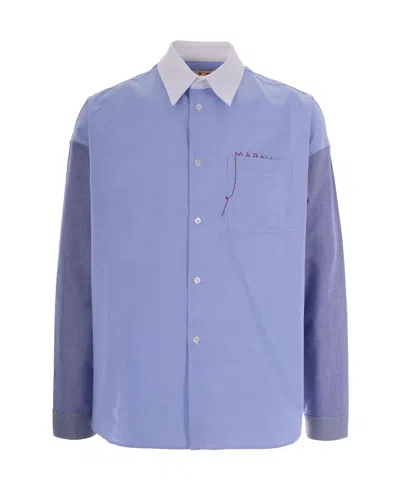 Marni Patchwork Embroidered Shirt In Purple