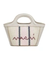 Marni Miniature Gray Leather And Sedge Effect Cloth Bag In Multicolor