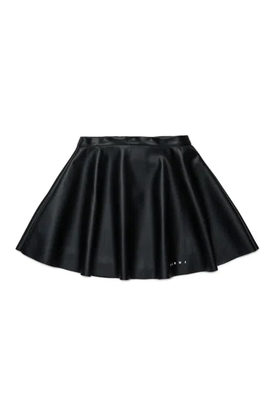 Marni Kids' Minigonna In Tessuto Spalmato In Black