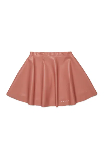 Marni Kids' Minigonna In Tessuto Spalmato In Orange