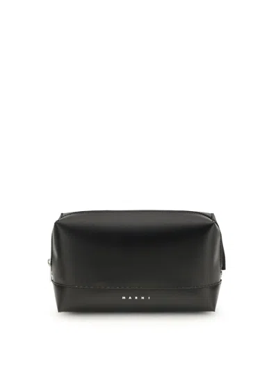 Marni Minimalist Calf Leather Belt Bag In Black