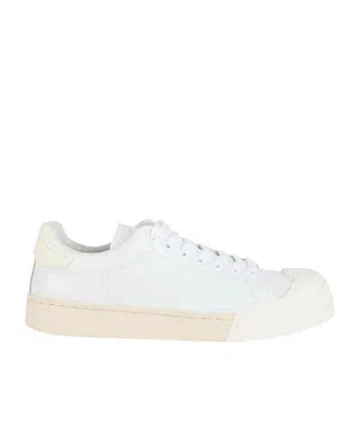Marni Minimalist Leather Low-top Sneakers In White