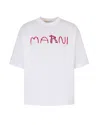 Marni Cotton T-shirt With Flocked Animal Alphabet Logo In White