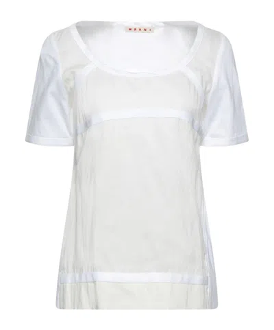 Marni Minimalist Solid Color Short-sleeve T-shirt In White