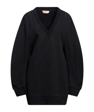 Marni Minimalist Solid Color Sweatshirt In Black