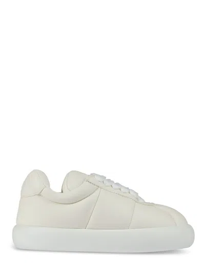MARNI MARNI MINIMALIST WHITE LEATHER SNEAKERS WITH CUSHIONED SOLE