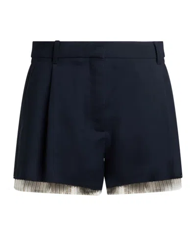 Marni Minimalist Wool Shorts In Blue