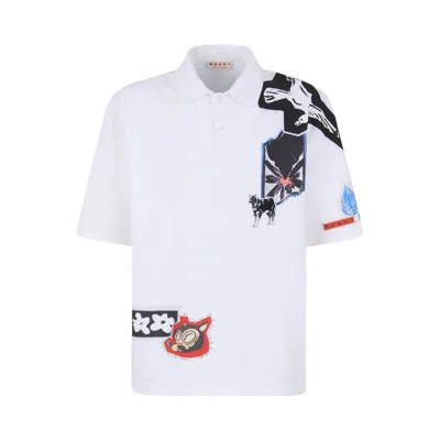 Pre-owned Marni Mixed Media Compact Jersey Polo 'lily White' | Men's Size 52